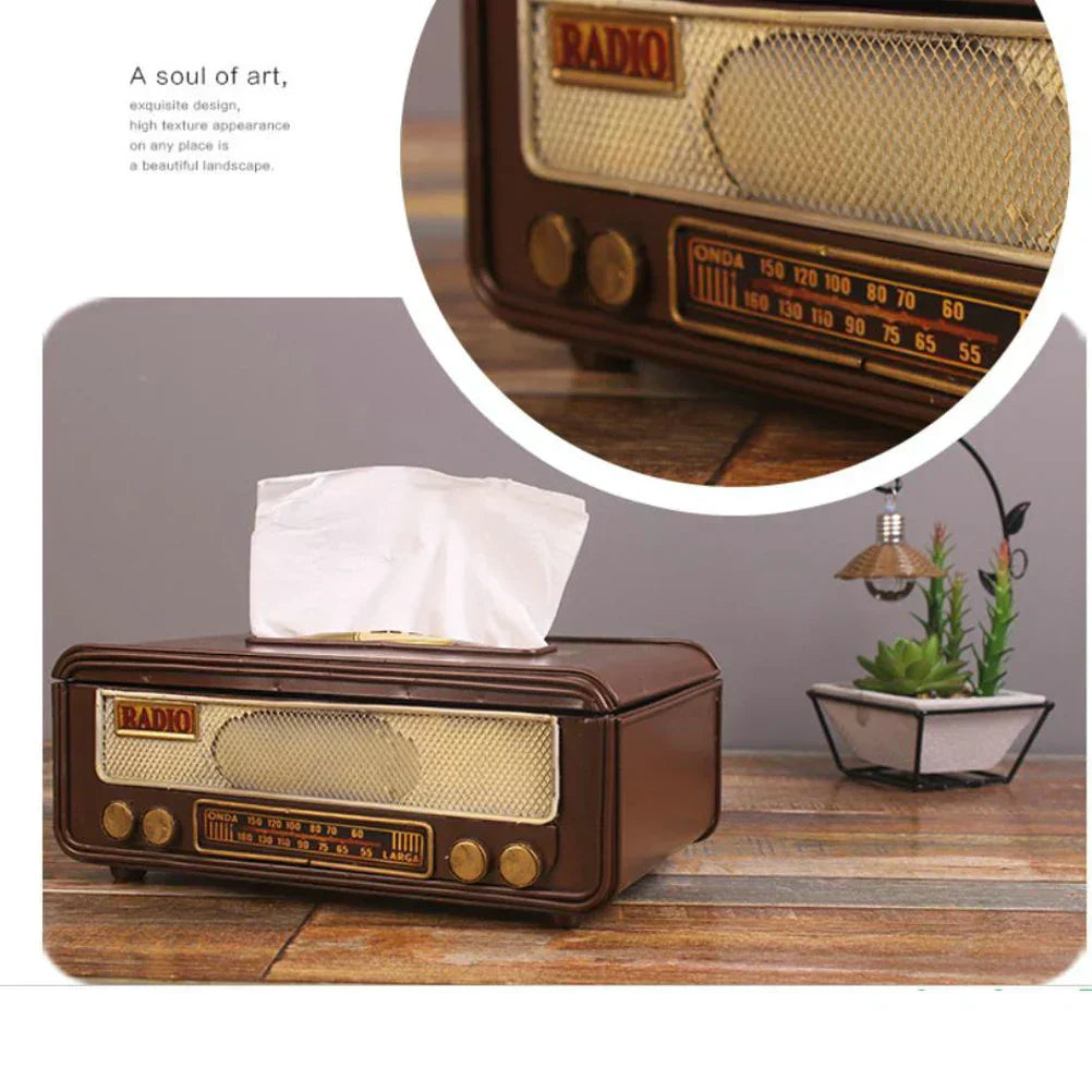 Retro Radio Form Tissue Paper Box Serviette Storage Box Container Papierhandtuchhalter Papierhandtuchhalter Fall für Home Bar Büro